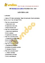 Đề thi học kỳ II môn Tiếng Anh Lớp 9 - Năm học 2018-2019(Có đáp án)